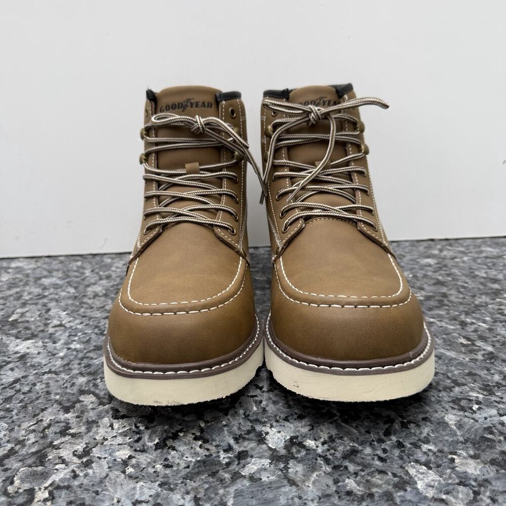 Goodyear Chesapeak Steel Toe Work Boots Durable Safety Work Shoes Men’s 11 Tan